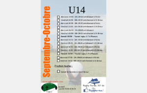 U14 : Planning Septembre-Octobre