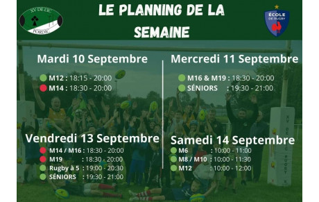 Programme de la semaine 🏉